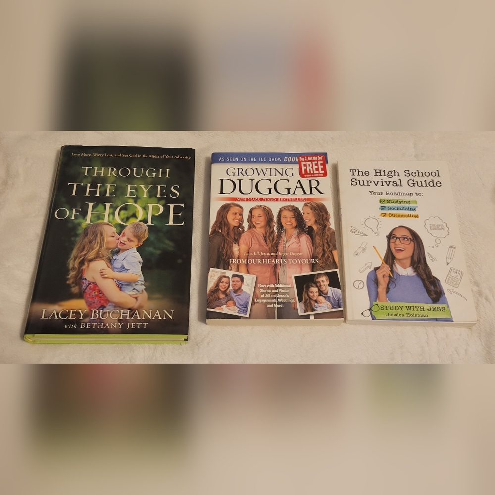 3 teen books - Through the Eyes of Hope, Growing Up Duggar, and The High School